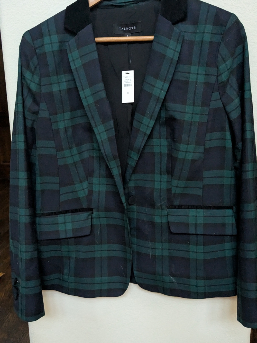 Talbots Black and Green Plaid Women's Blazer